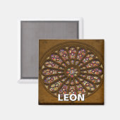Rose León Spain Cathedral Magnet (Vorderseite/Rückseite)