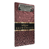 Rose Leopard Hautmuster und Rose Glitzer Mini Klemmbrett (Schrägansicht)