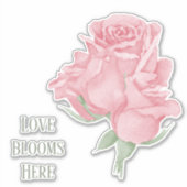 Rose Liebe blüht hier Kunst Aufkleber (Vorderseite)