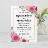 Rose Liebe, Leidenschaft und Engagement bei Hochze Einladung (Stehend Vorderseite)