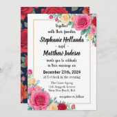 Rose Liebe, Leidenschaft und Engagement bei Hochze Einladung (Vorne/Hinten)