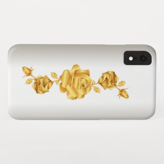Rose liebt Design Gold auf Silber Case-Mate iPhone Hülle (Rückseite (Horizontal))