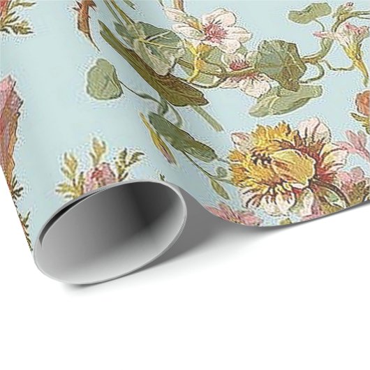 Rose Light Blue Geschenkpapier (Rolleneckpunkt)