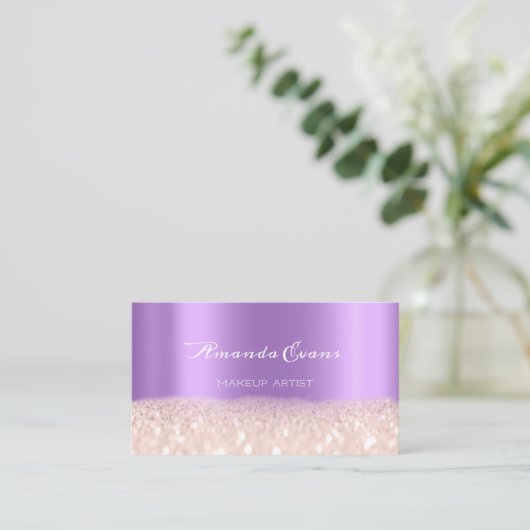 Rose Lila Glitzer Makeup Artist Event Planner Terminkarte (Stehend Vorderseite)