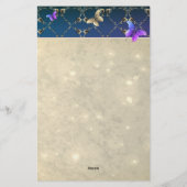 Rose Lila Schmetterlinge mit/Name Briefpapier (Rückseite)