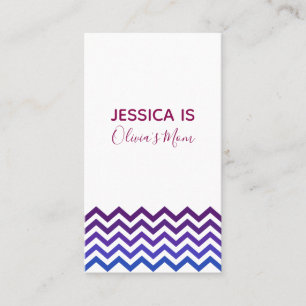 Rose-, Lila- und Blaue Chevron-Akzent-Mommy-Karte Telefonnummerkarte