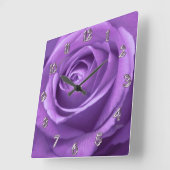 Rose lila und Lavendel Quadratische Wanduhr (Winkel)