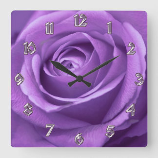 Rose lila und Lavendel Quadratische Wanduhr