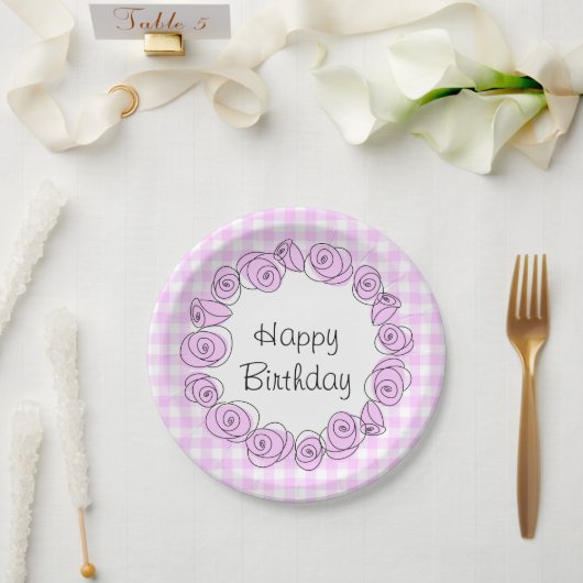 Rose Lilac Circle Karo Geburtstag rund Pappteller (Hochzeit)