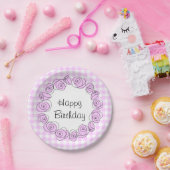 Rose Lilac Circle Karo Geburtstag rund Pappteller (Party)