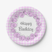 Rose Lilac Circle Karo Geburtstag rund Pappteller (Vorderseite)