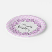 Rose Lilac Circle Karo Geburtstag rund Pappteller (Schrägansicht)