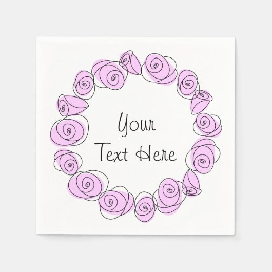Rose Lilac Circle Text Serviette (Vorderseite)