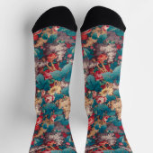 Rose, Lilac, große Blätter Muster Vintager Garten Socken (Oben)