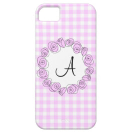 Rose Lilac Monogram Karo iPhone Gehäuse vertikal 11 Hülle