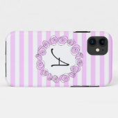 Rose Lilac Monogram Stripe iPhone Gehäuse vertikal Case-Mate iPhone Hülle (Rückseite (Horizontal))