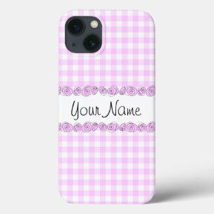 Rose Lilac "Name" Karo iPhone Gehäuse vertikal 13 Hülle