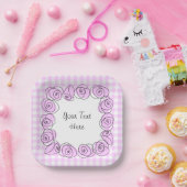 Rose Lilac-Platz-Karo-Textplatine Pappteller (Party)