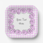 Rose Lilac-Platz-Karo-Textplatine Pappteller (Vorderseite)