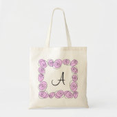 Rose Lilac-Quadrat-Monogramm-Totbeutel Tragetasche (Vorne)