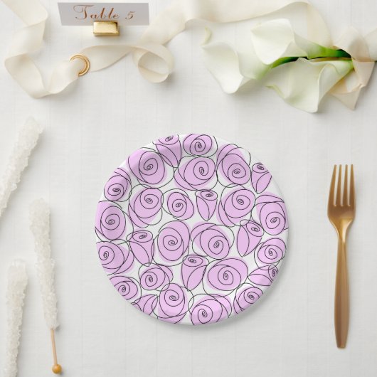 Rose Lilac rund Pappteller (Hochzeit)