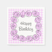 Rose Lilac Square Karo Geburtstag Serviette (Vorderseite)