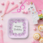 Rose Lilac Square Karo Geburtstagspapierplatte Pappteller (Party)