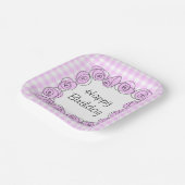 Rose Lilac Square Karo Geburtstagspapierplatte Pappteller (Gewinkelt)