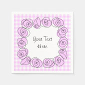 Rose Lilac Square Karo Text Serviette (Vorderseite)