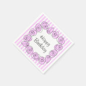 Rose Lilac Square Streifen Geburtstag Serviette (Ecke)