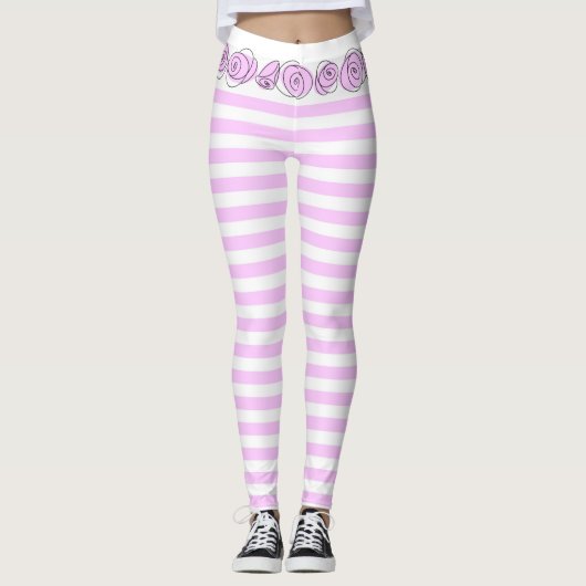 Rose Lilac Strip horizontale Leggings (Vorderseite)