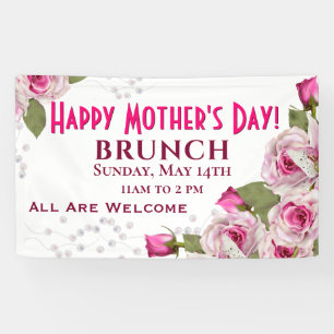 Rose Lily Pearl Pink Muttertag Banner