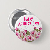 Rose Lily Pearl Pink Muttertag Button (Vorne & Hinten)