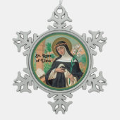 Rose Lima (Detail; K 48) Schneeflocken Zinn-Ornament (Vorderseite)