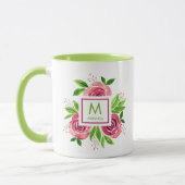 Rose Limon Monogramm Zwei-Tonen-Monogramm Tasse (Links)