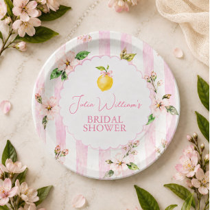 Rosé-Limonade Sommer Blumen Hochzeitsdusche Pappteller