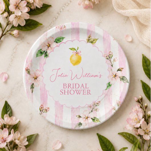 Rosé-Limonade Sommer Blumen Hochzeitsdusche Pappteller