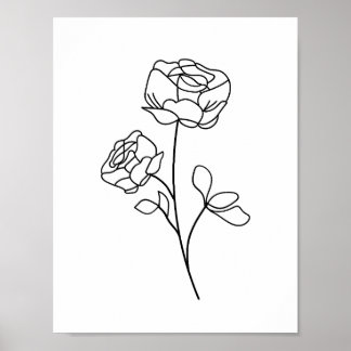 Rose Line Zeichnend minimalistisch, modern, kunstv Poster
