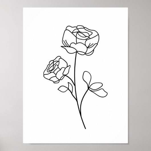 Rose Line Zeichnend minimalistisch, modern, kunstv Poster (Vorne)