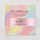 Rose LIPS Hearts Makeup Artist Unicorn Holograph Quadratische Visitenkarte (Vorderseite)