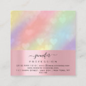 Rose LIPS Hearts Makeup Artist Unicorn Holograph Quadratische Visitenkarte (Rückseite)