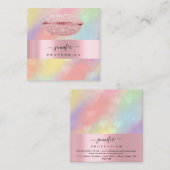 Rose LIPS Hearts Makeup Artist Unicorn Holograph Quadratische Visitenkarte (Vorne/Hinten)