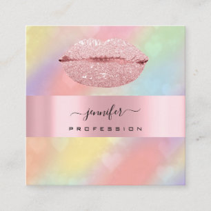 Rose LIPS Hörer Makeup Künstler Unicorn Holograph Quadratische Visitenkarte