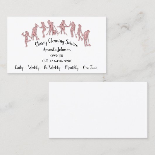 Rose-Logo "Classy Clearing Services" in weißem Ros Visitenkarte (Vorne/Hinten)