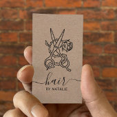 Rose-Logo für die Haarstühle Rustikale Kraft Salon Visitenkarte