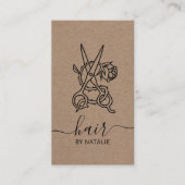 Rose-Logo für die Haarstühle Rustikale Kraft Salon Visitenkarte (Vorderseite)