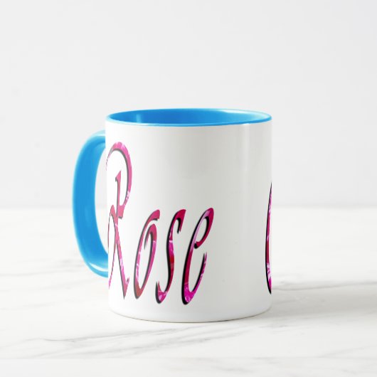 Rose Logo für weibliche Namen, Tasse (Vorderseite Links)