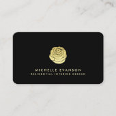 Rose Logo Imitate Gold Foil Elegante Einfache Schw Visitenkarte (Vorderseite)