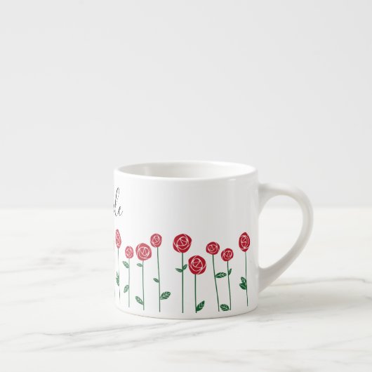 Rose Long Stamm Bug Illustration art Espressotasse (Rechts)