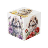 Rose Lop Eared Bunny Rabbits Würfel (Vorderseite Schrägansicht)